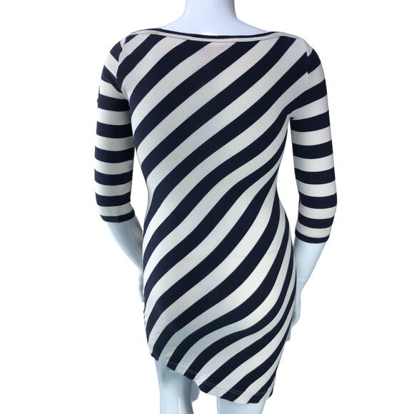 Tory Burch Womens Size M Noisetta Diagonal Stripe Stretch Dress Round Neck - Picture 8 of 16